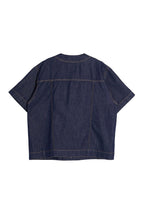 ASSEEN Flower Patchwork Stitched Raw Denim Half Shirt
