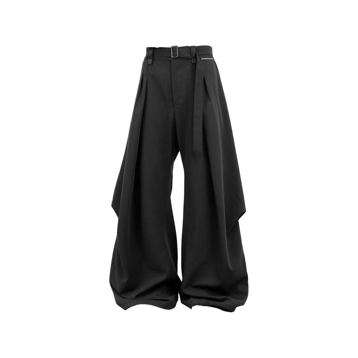 RELABEL Wool-Blend Pleated Draped Wide-Leg Pants Black
