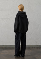 ORGANIC EMOTION Asymmetrical Hem LOGO Embroidered Hoodie
