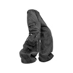 RELABEL Washed Paneled Strap Oversized Cargo Jeans Black