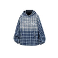 RELABEL Plaid Rivet Paneled Faded Hoodie