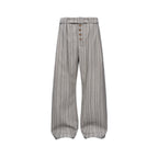 CATSSTAC Button-Closure Striped Double-Pleat Trousers