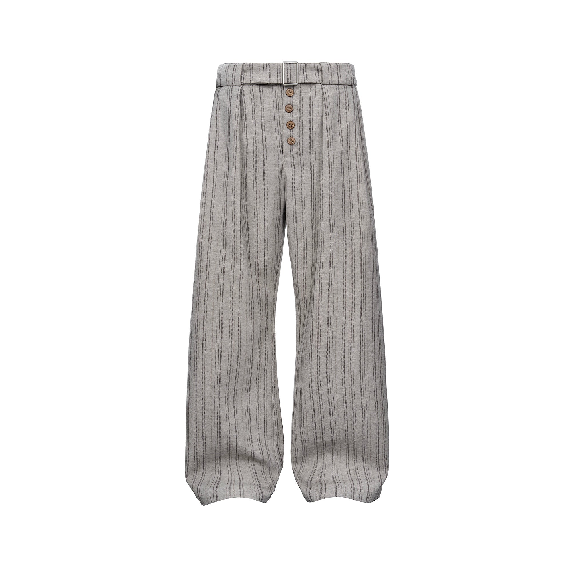 CATSSTAC Button-Closure Striped Double-Pleat Trousers