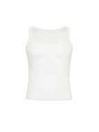 TUIMU Back Cut-Out Ribbed Tank Top White