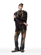 CYCYCY Feather Full-Print Slim Flared Jeans