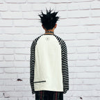 VENTUREK Punk Graphic Multi-Zip Striped Raglan Long-Sleeve Tee