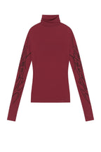 CLP Abstract Graphic Mesh Sheer Slim Turtleneck