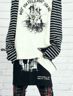 VENTUREK Punk Graphic Multi-Zip Striped Raglan Long-Sleeve Tee