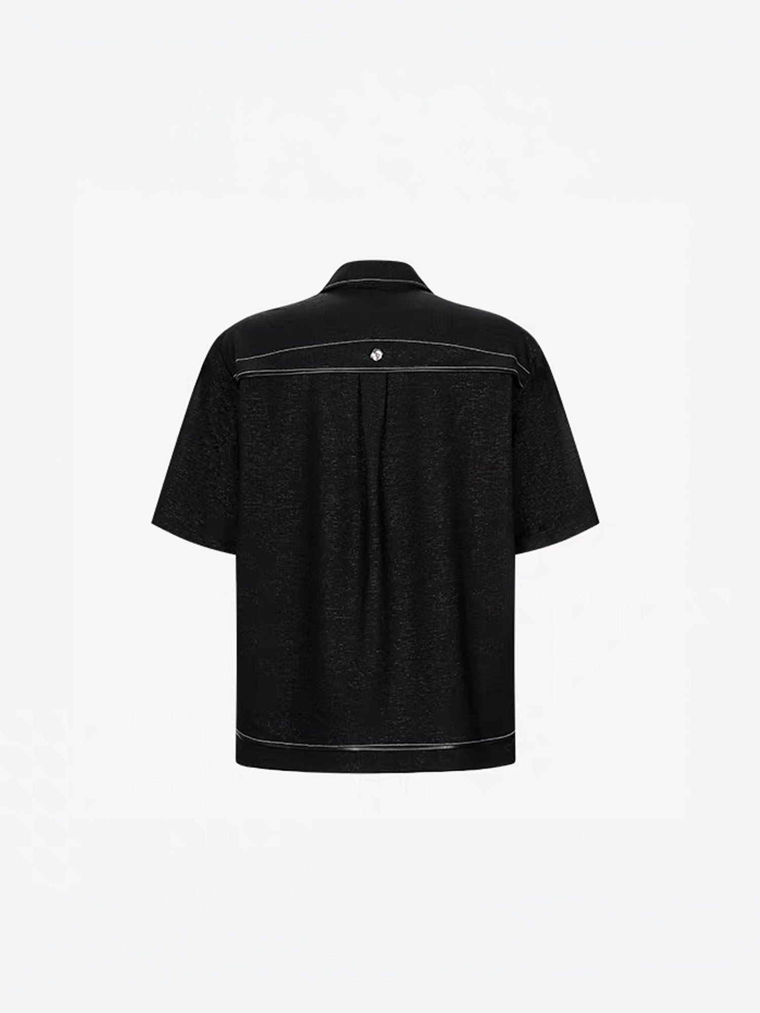TIWILLTANG Studded Trim Zip-Up Half Shirt