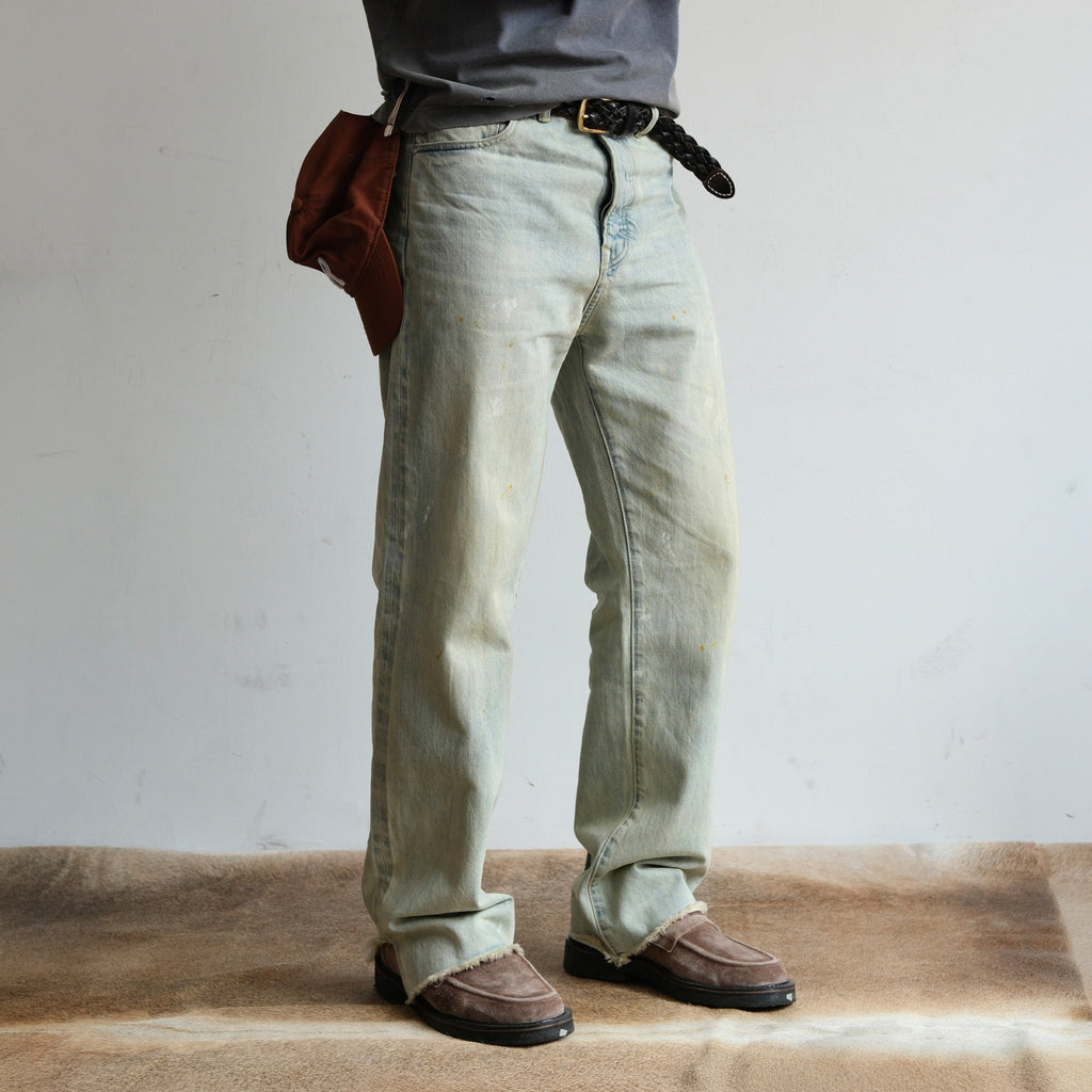 NEIGBORL Washed Paint-Splatter Straight-Leg Jeans