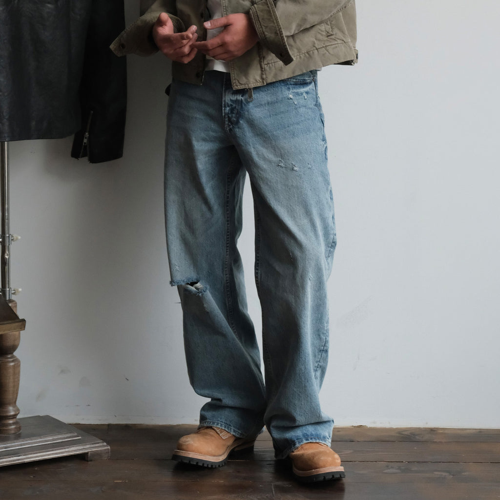 NEIGBORL Washed Distressed Straight-Leg Jeans