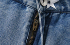 PASET Double Waist Camo Panel Distressed Jeans