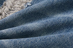 PASET Double Waist Camo Panel Distressed Jeans