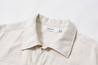 KREATE Contrast Collar Linen Half Shirt