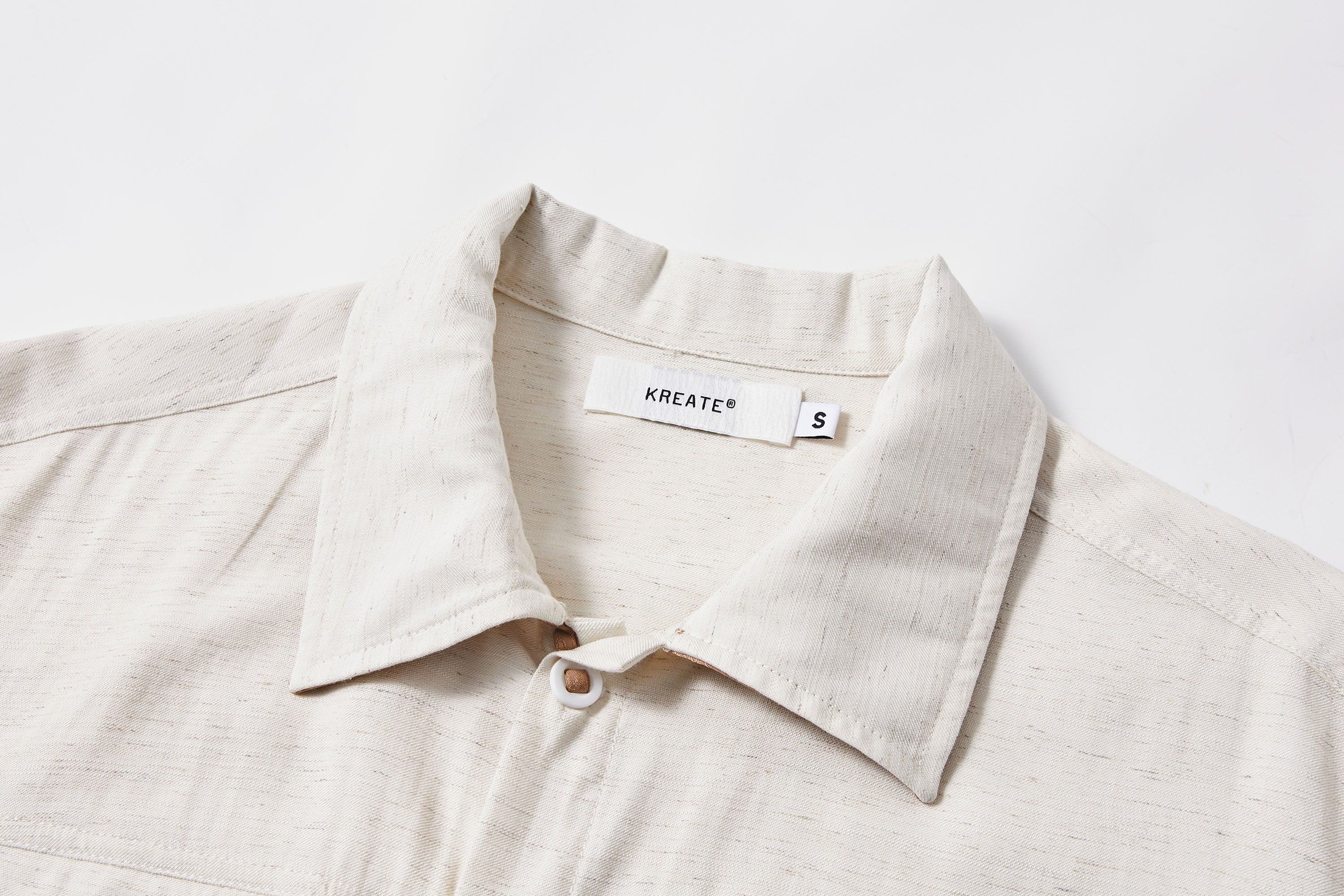 KREATE Contrast Collar Linen Half Shirt