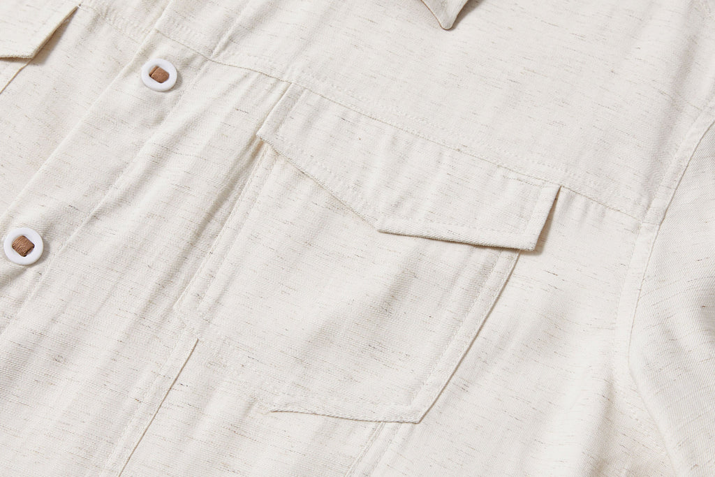 KREATE Contrast Collar Linen Half Shirt