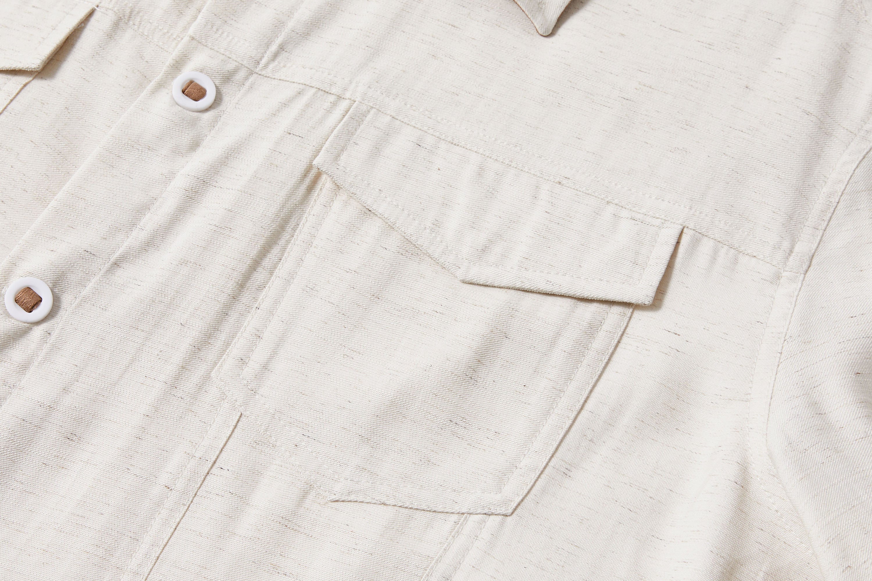 KREATE Contrast Collar Linen Half Shirt
