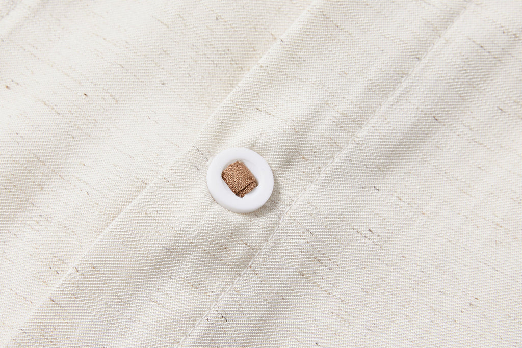 KREATE Contrast Collar Linen Half Shirt