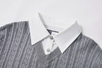 KREATE Faux Layered Cable-Knit Half Shirt