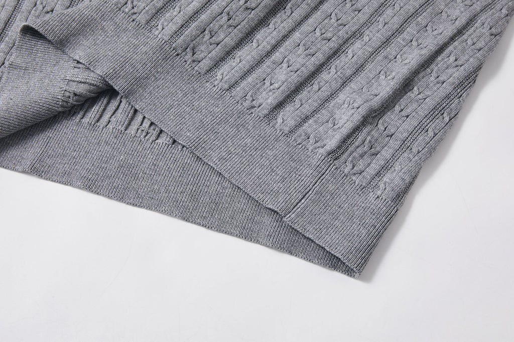 KREATE Faux Layered Cable-Knit Half Shirt