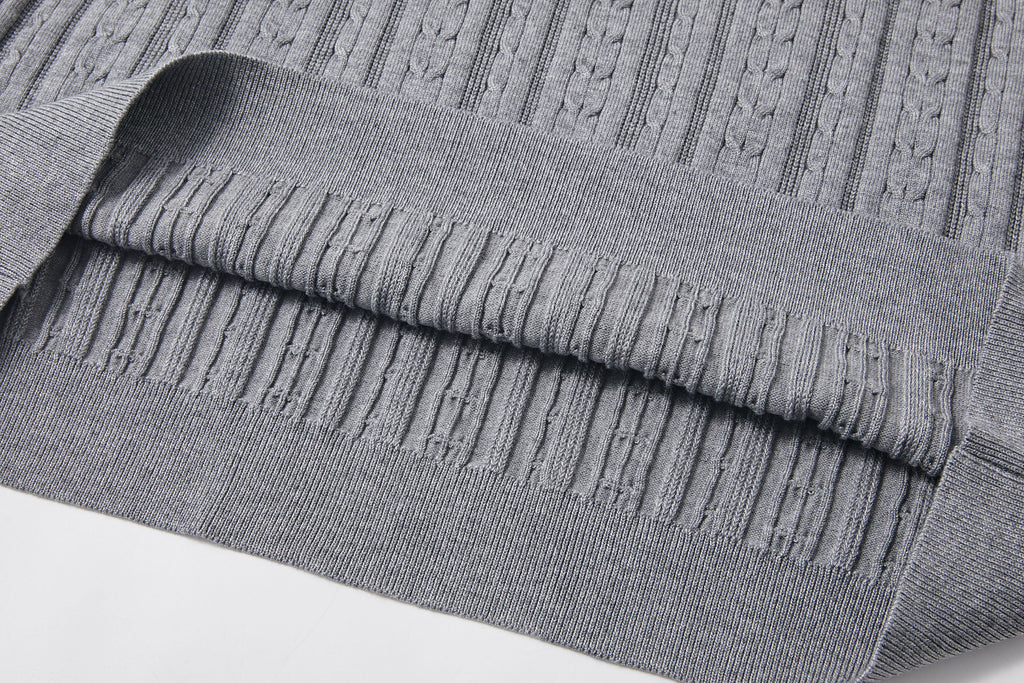 KREATE Faux Layered Cable-Knit Half Shirt