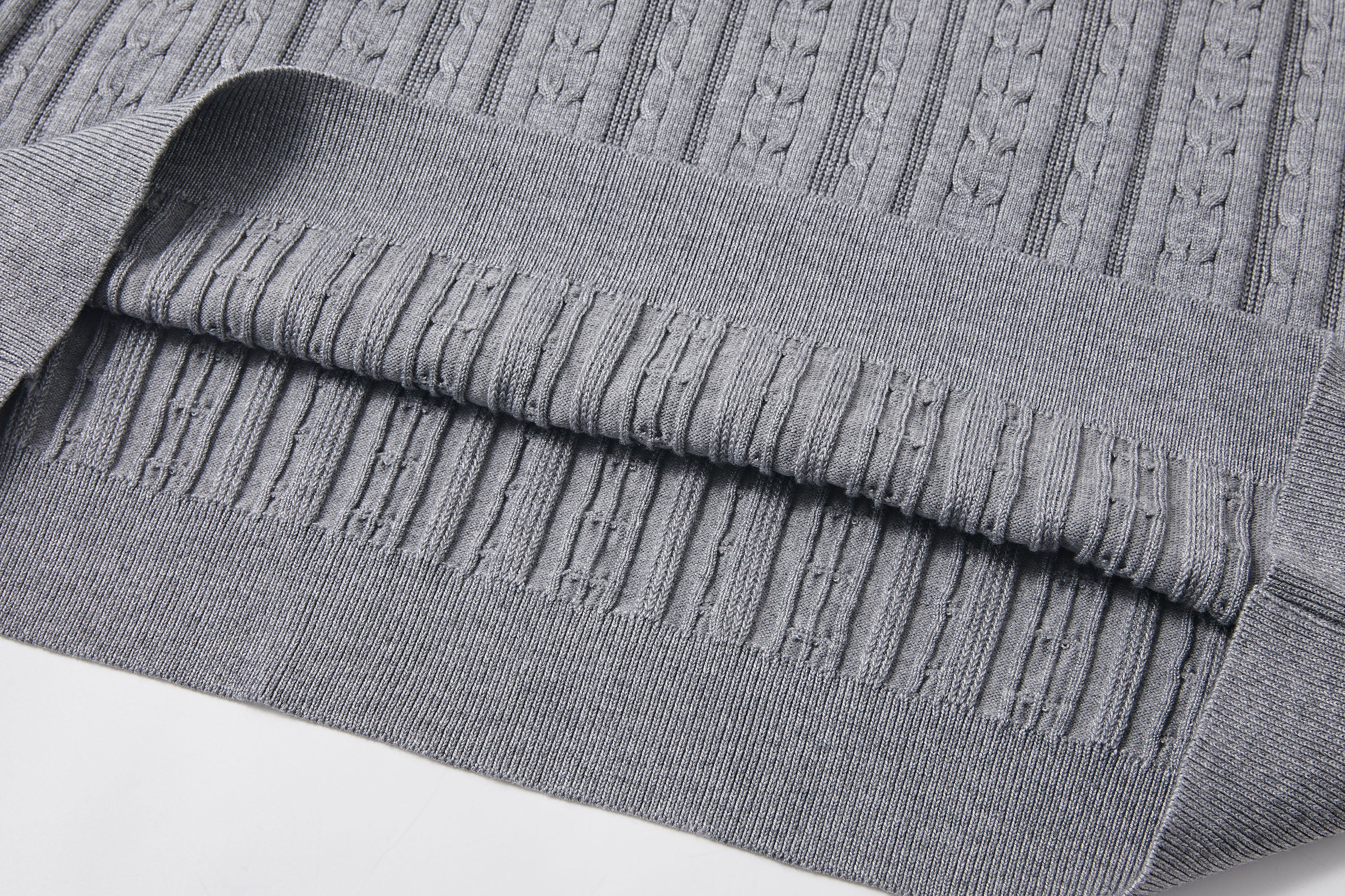KREATE Faux Layered Cable-Knit Half Shirt