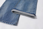 KREATE Double-Layer Distressed Straight-Leg Jeans