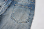 KREATE Double-Layer Distressed Straight-Leg Jeans