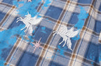 PASET Unicorn Embroidered Plaid Half Shirt