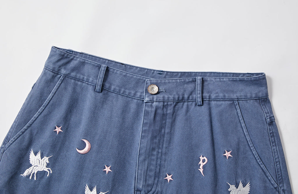 PASET Unicorn Embroidered Cargo Shorts