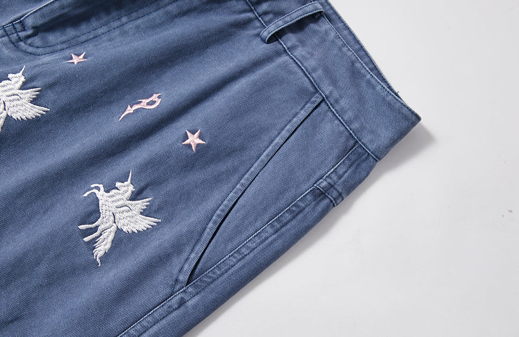 PASET Unicorn Embroidered Cargo Shorts