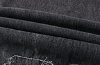 PASET Plaid Patch Distressed Back Buckle Jeans