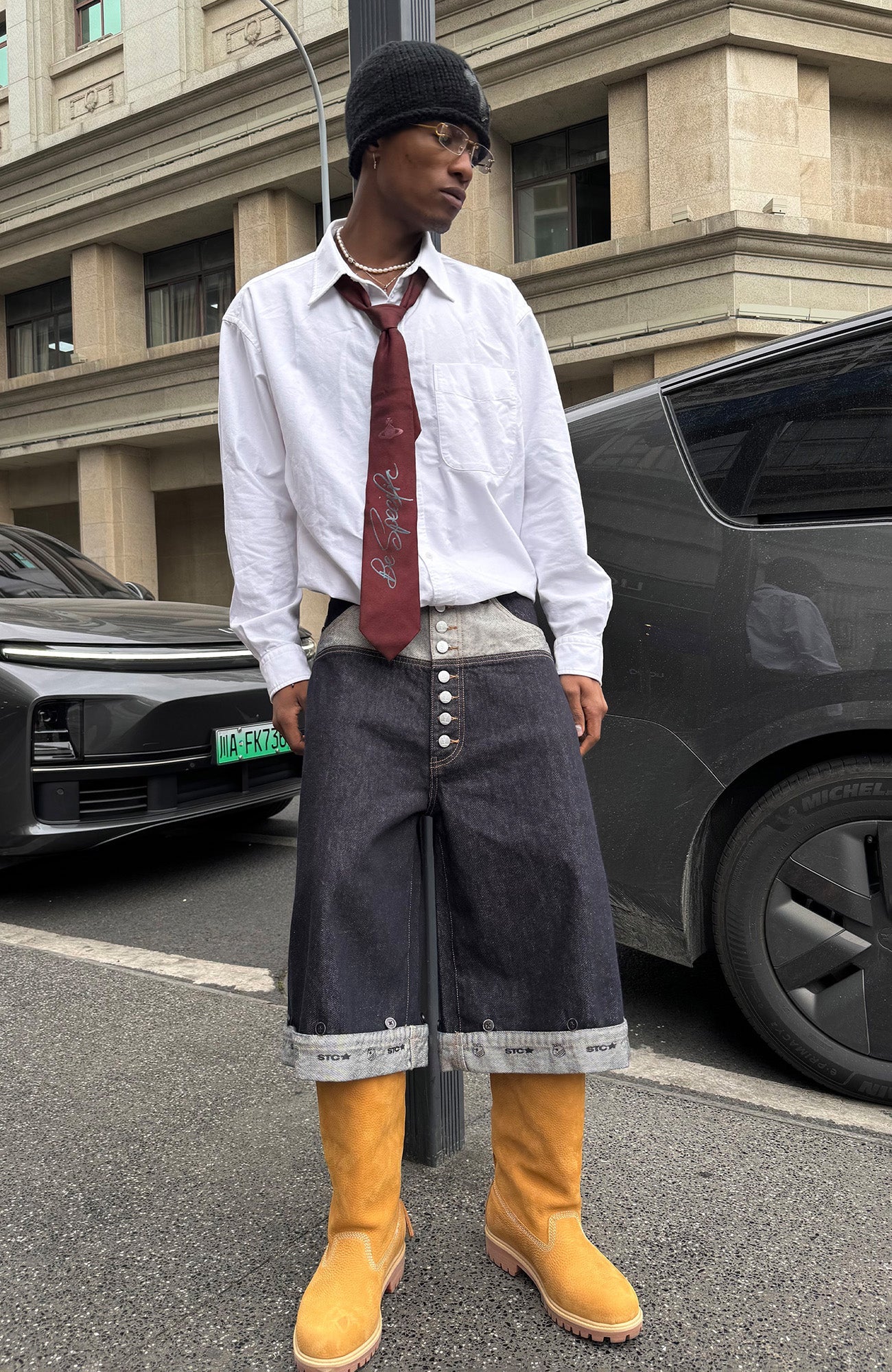 STEEPC Raw Denim Turn-Up Shorts