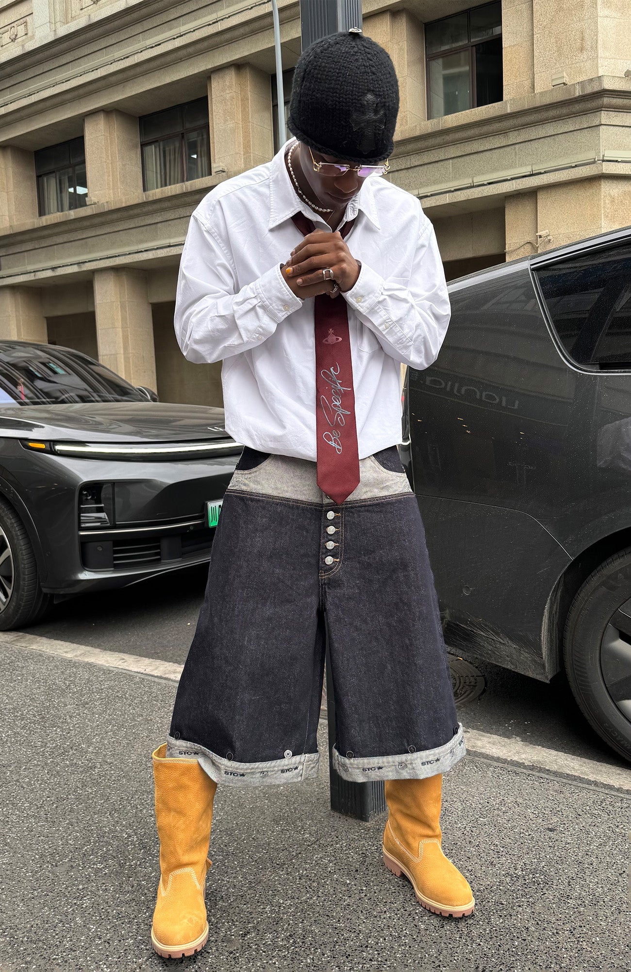 STEEPC Raw Denim Turn-Up Shorts