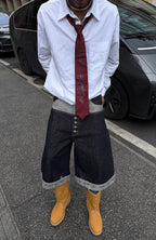 STEEPC Raw Denim Turn-Up Shorts