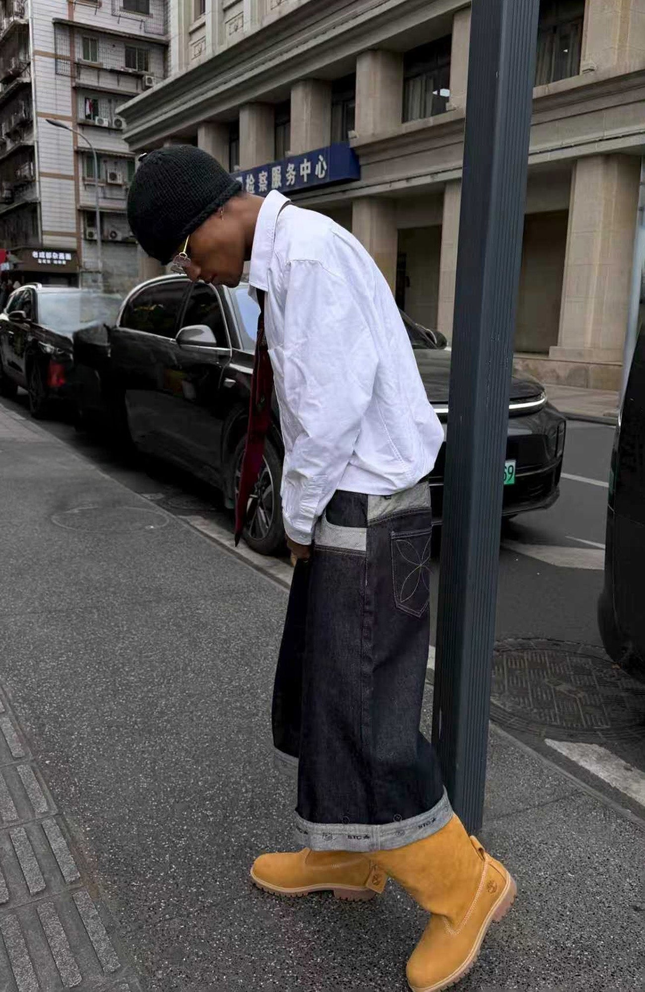 STEEPC Raw Denim Turn-Up Shorts