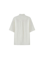 OPICLOTH Retro Pintuck Ruffle Modal Blend Half Shirt