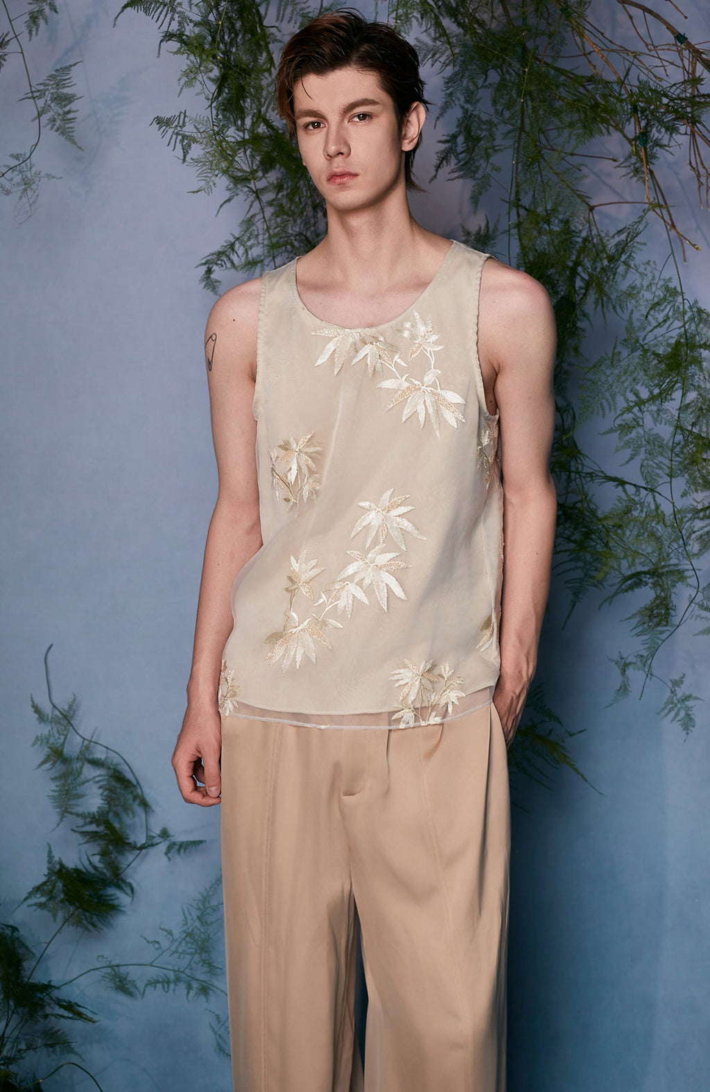 JIECHI Bamboo Embroidered Tank Top