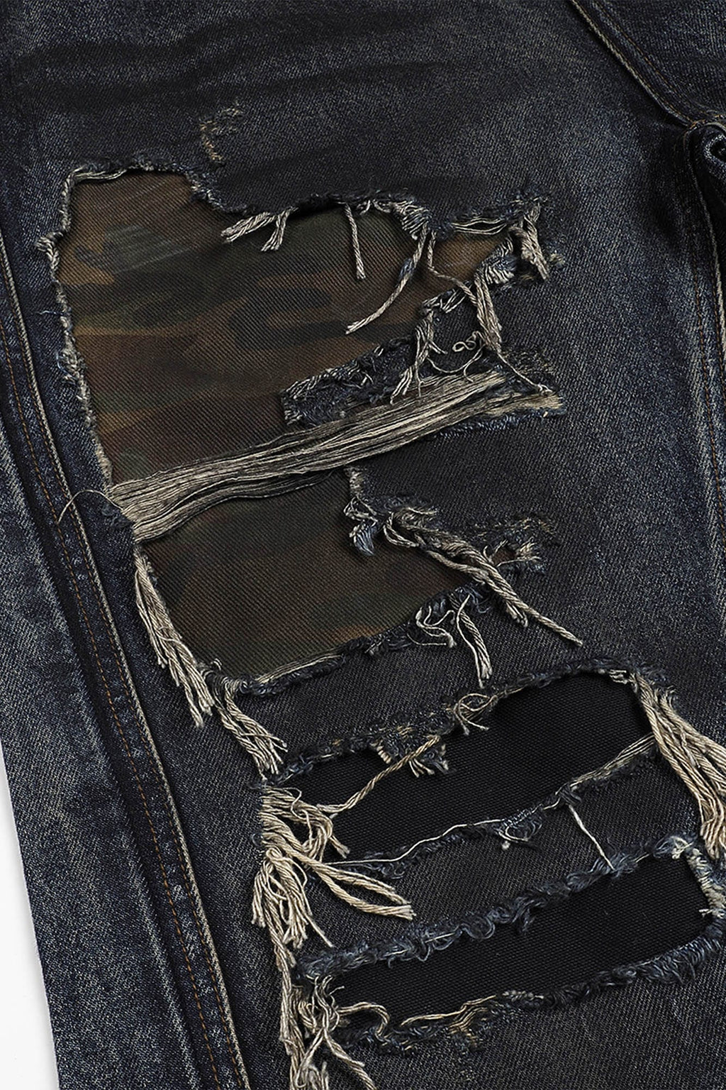 FACEONLAB Distressed Heavy Ripped Flared Jeans