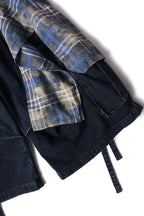 RELABEL Detachable Plaid Drape Denim Shorts