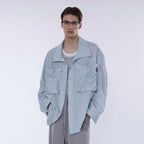 ASSEEN Rose Embroidered Pocket Linen-Blended Overshirt