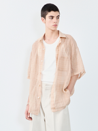 GRAINMUSTARD Linen-Cotton Plaid Half Shirt