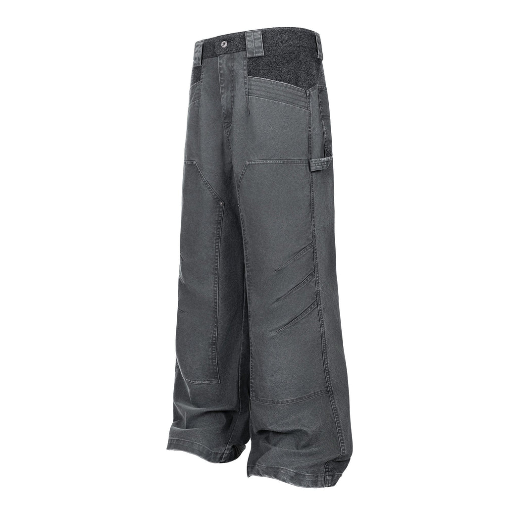 ESAIAS Claw Washed Panel Straight-Leg Pants