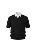 KREATE Faux Layered Cable-Knit Half Shirt