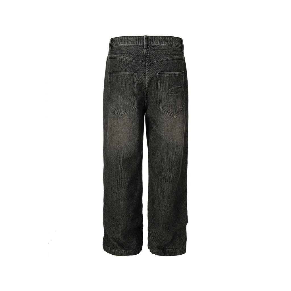 F2CE Retro Corduroy Logo Embroidery Straight-Leg Jeans