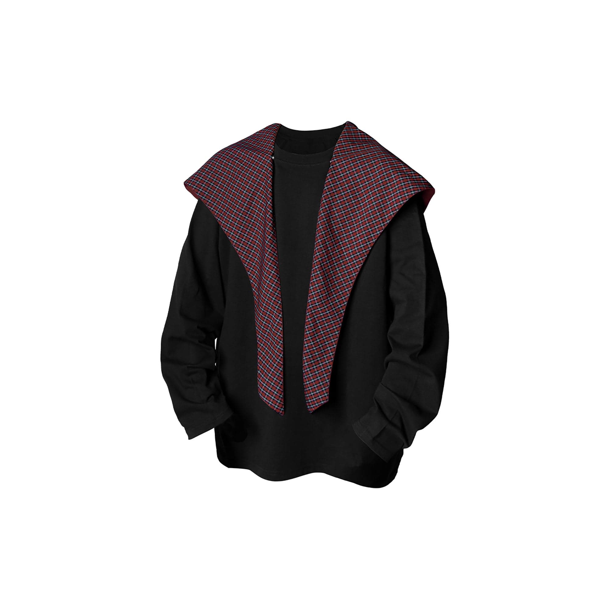 RELABEL Detachable Hood Long-Sleeve Tee Black