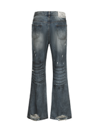 CYCYCY Retro Washed Distressed Flared Jeans