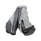 RELABEL Detachable Striped Drape Ruched Oversized Shorts Gray