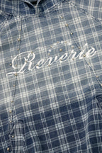 RELABEL Plaid Rivet Paneled Faded Hoodie
