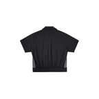 ESAIAS Jacquard Pinstripe Asymmetrical Paneled Half Shirt